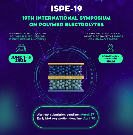19th International Symposium on Polymer Electrolytes: June 1&ndash;5 2026