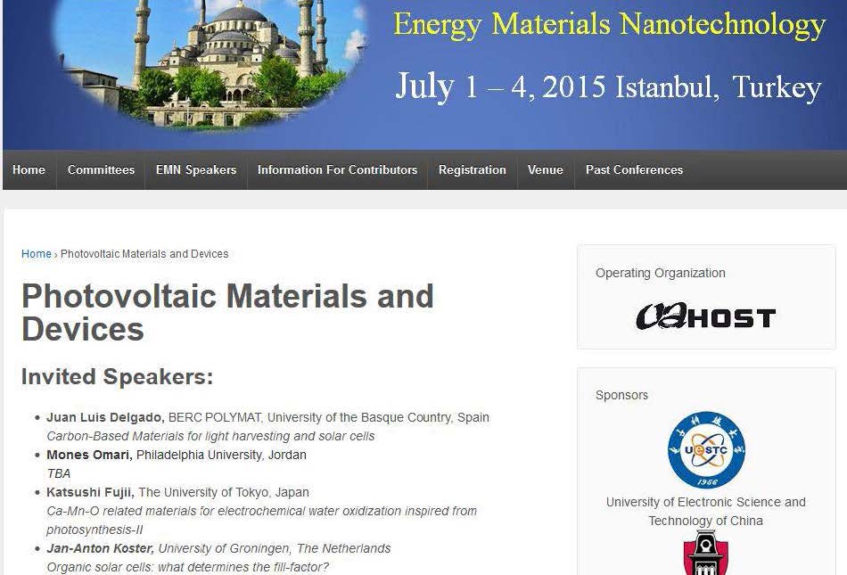 BERC POLYMAT, Juan Luis Delgado Researcher, Invited Speaker in the 2015 EMN Istanbul Meeting