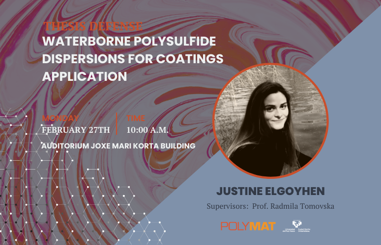Justine Elgoyhen successfully defends her PhD thesis on Waterborne Polysulfide Dispersions for Coatings Application
