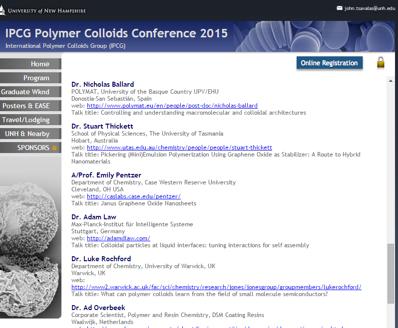 BERC POLYMAT, Nicholas Ballard Researcher, Invited Speaker in the 2015 IPCG Polymer Colloids Conference